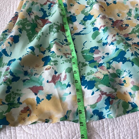 Sundance Floral Midi Dress100% Silk Size P14 In Pastel Green & Multicolor Print - Picture 12 of 16